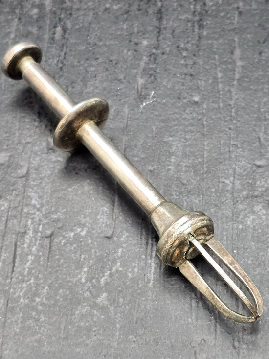 Vintage Silver Mechanical Sugar or Ice Tongs Blue Enamel Button Accents HS259 - Picture 1 of 7